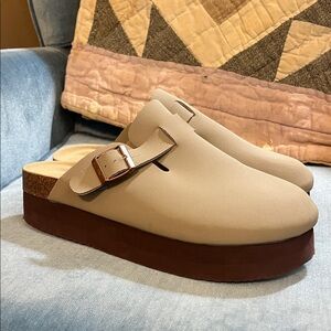Women's Beige Slip-On Clogs